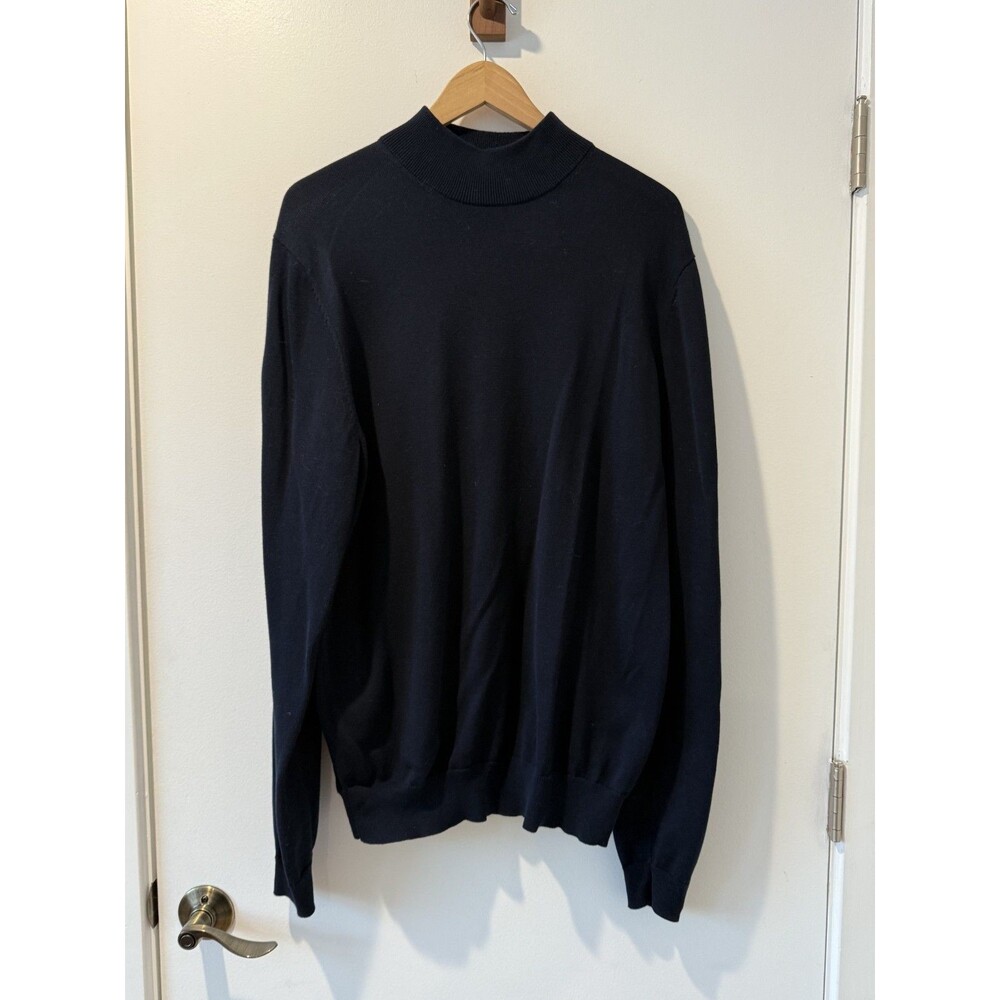 JOS. A. BANK Traveler Mock Neck Mens Sweater L Navy Prima Cotton Capsule